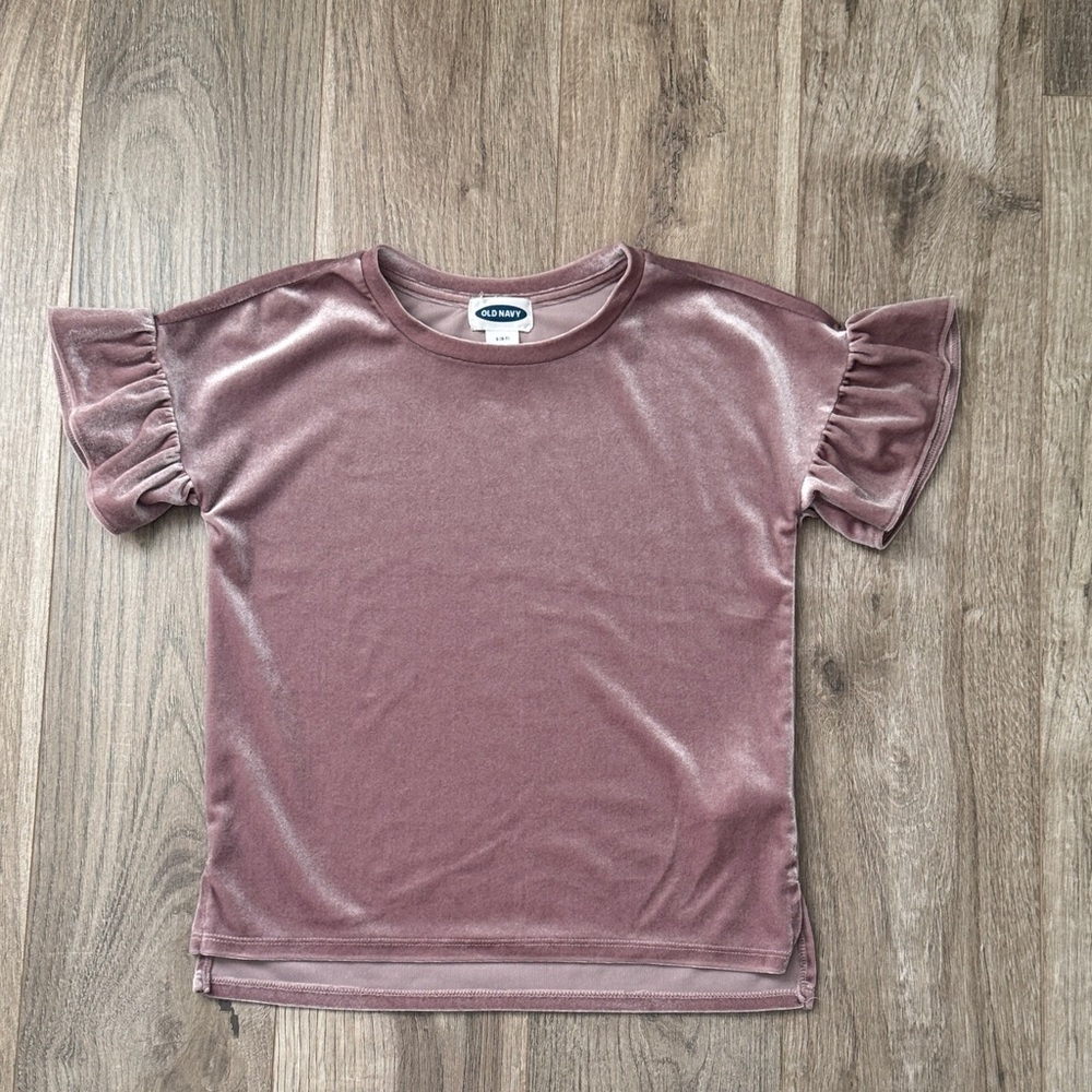 Old Navy Girl Mauve Velvet Top Size S (6/7)